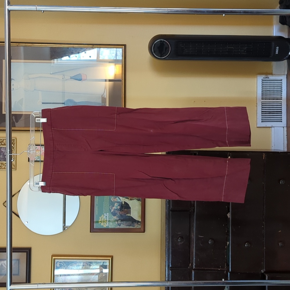 Burgundy wide leg pants